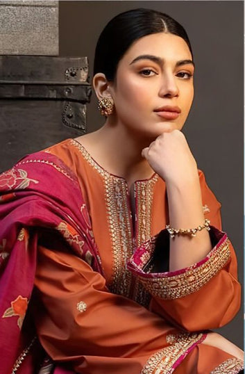 3PC EMBROIDERED DHANAK SUIT