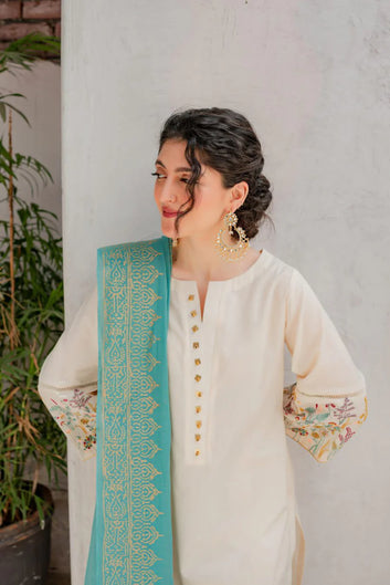 3 PC Embroidered Dhanak Suit