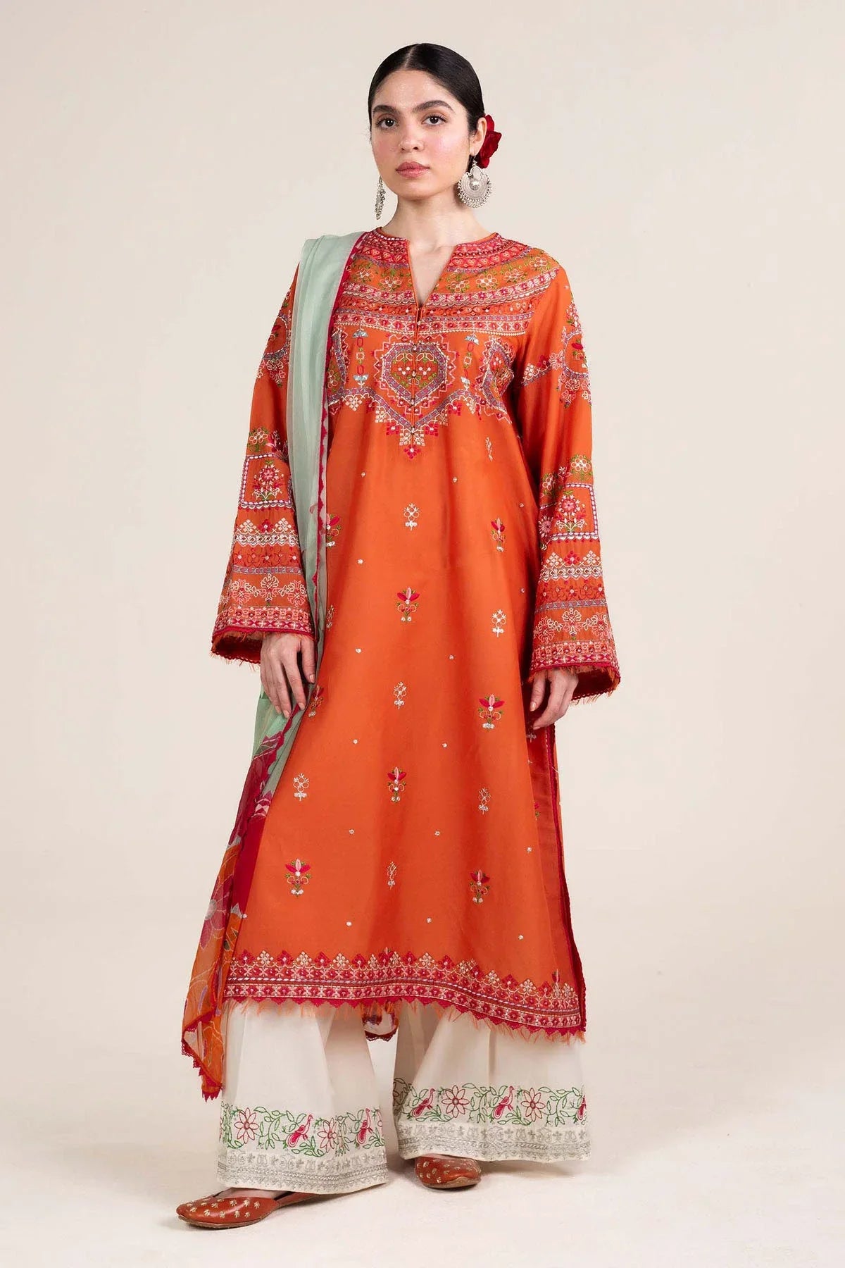 Zara Shahjahan Embroidered Dhanak 3pc