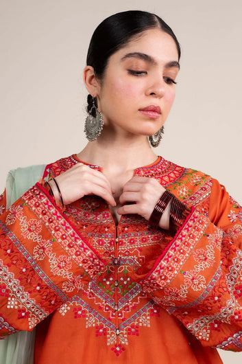 Zara Shahjahan Embroidered Dhanak 3pc